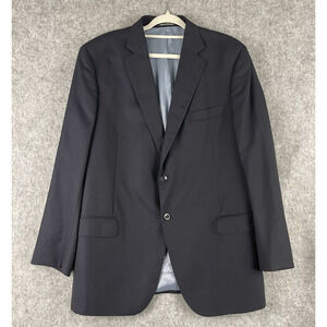 J Hilburn Wool Blazer Sport Coat Mens 46R Navy Blue Guabello Italian 2 Button